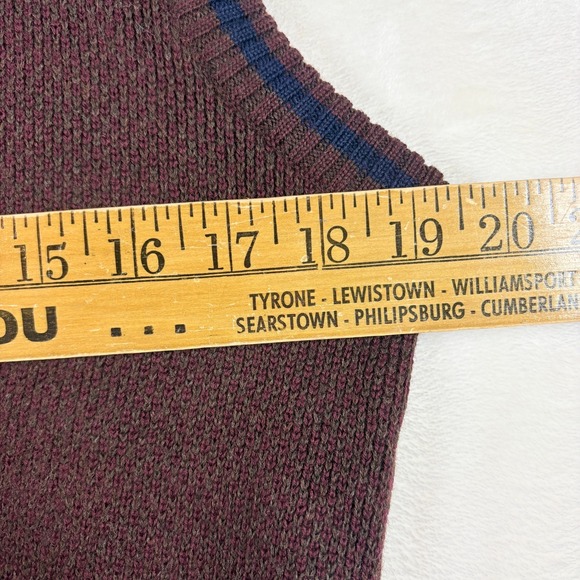 Vtg Harbour Club Men Med V Neck Sweater Vest Burgundy Brown 100% Wool Classic - Picture 4 of 9